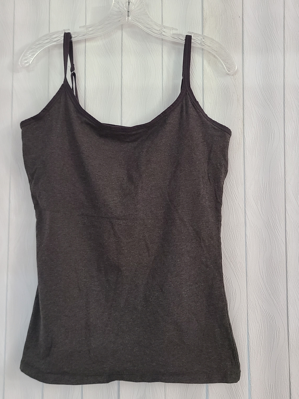 Pact Sz L Brown Basic Layering Spaghetti Strap Stretchy Casual Tank Top